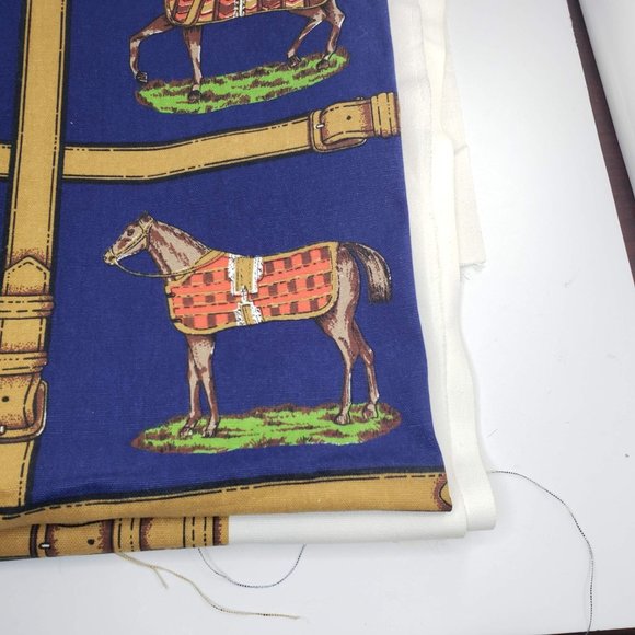 Vintage 5th Avenue Designs Horse Fabric Dupont Teflon Preshrunk 1984 - Picture 2 of 11